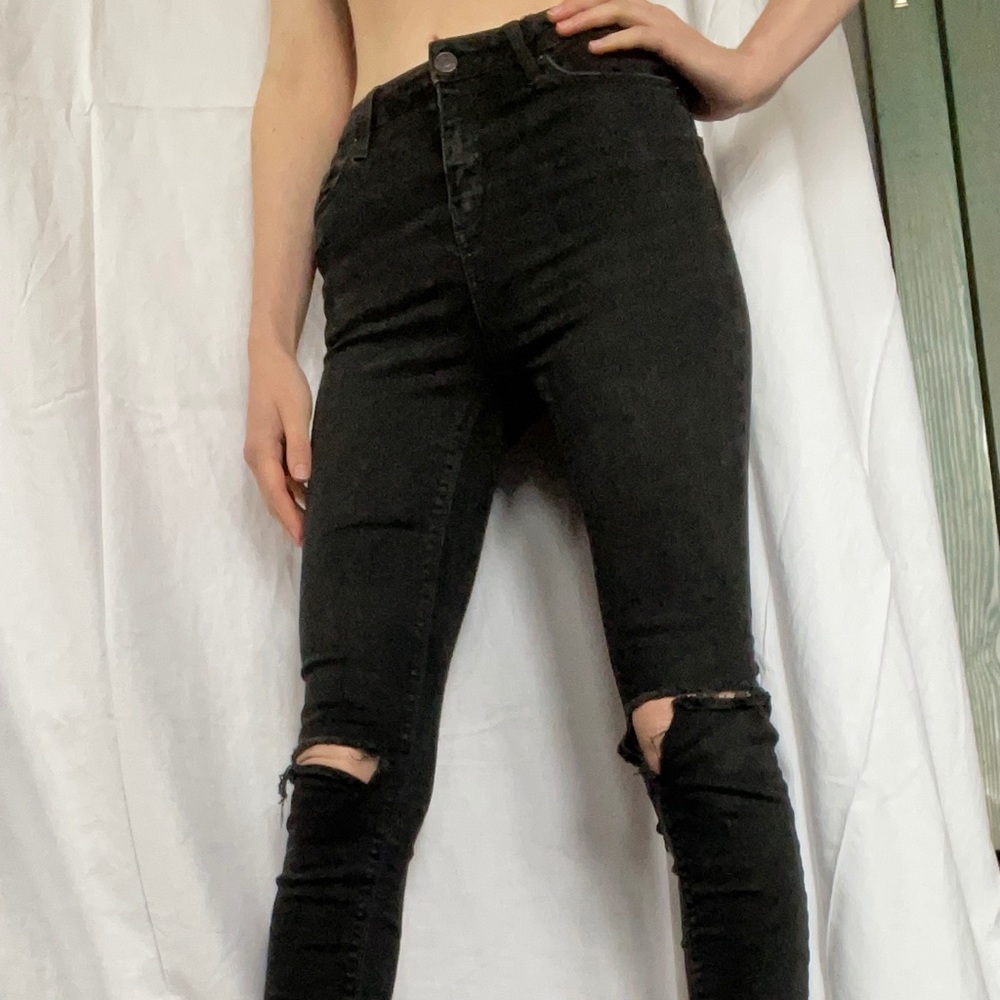 Black Topshop Moro Jamie distressed skinny jeans